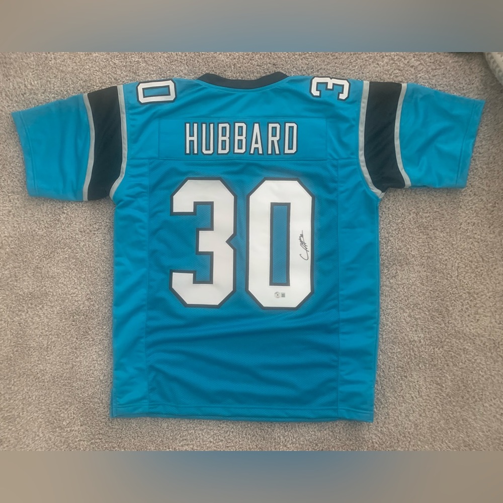 Autographed Chuba Hubbard Jersey Authenticated